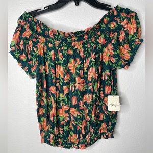 Free People Floral Print Blouse Sz Xs Nwt